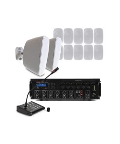 Fonestar_6-Zone Commercial PA System-12 x SONORA 5TB White Wall Speakers