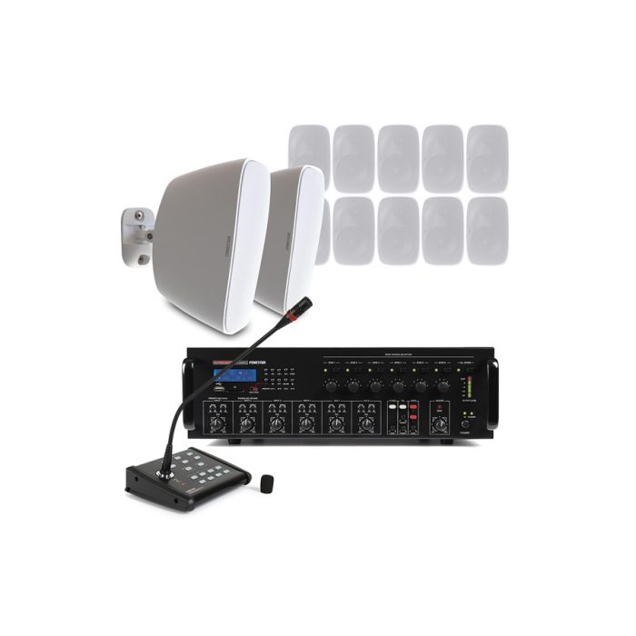 Fonestar_6-Zone Commercial PA System-12 x SONORA 5TB White Wall Speakers